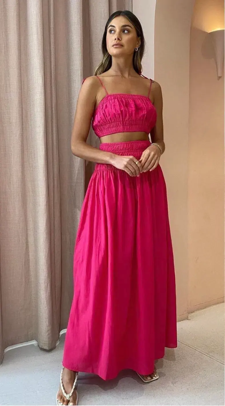 Steele Ginger Crop and Skirt Set Fuchsia Pink Size 10  - Image 1