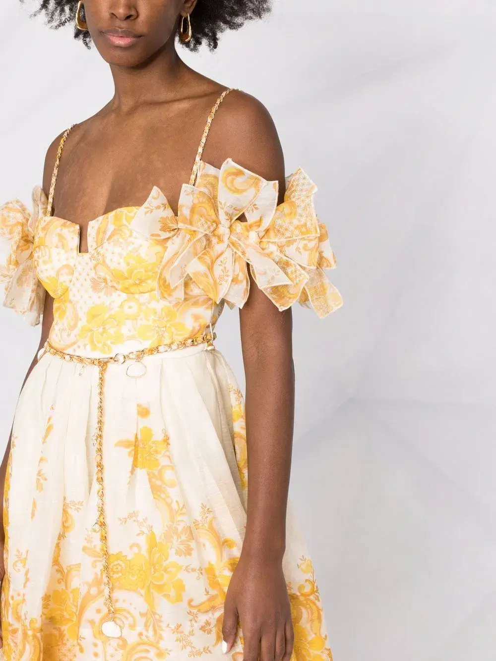 Zimmermann Postcard Bow Bodice Mini Dress Swirl Floral Size 0P/Au 6 - Image 2