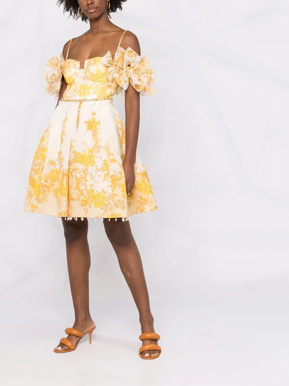 Zimmermann Postcard Bow Bodice Mini Dress Swirl Floral Size 0P/Au 6 - Image 1