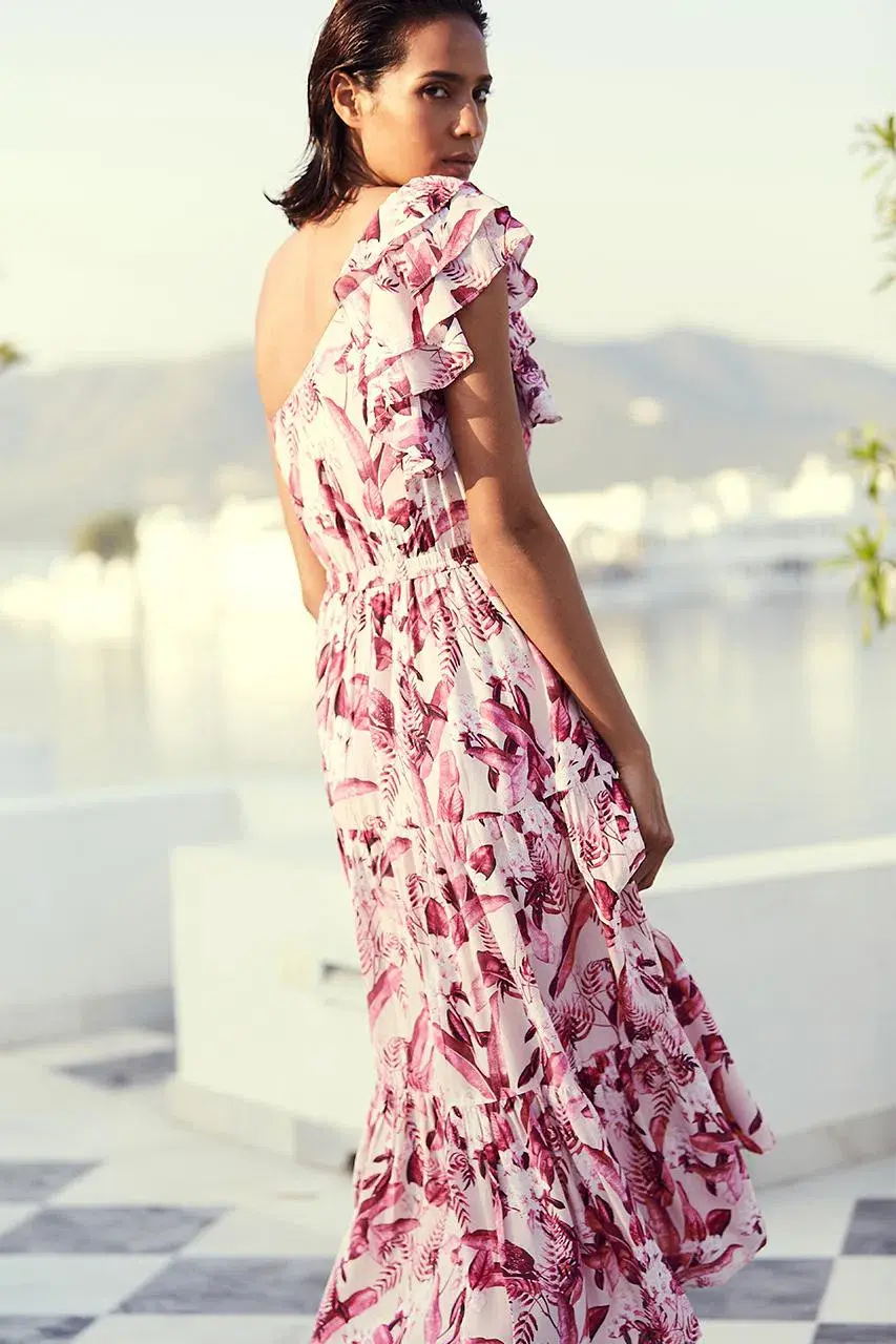 Steele Mahana One Shoulder Dress Print Size 8  - Image 4