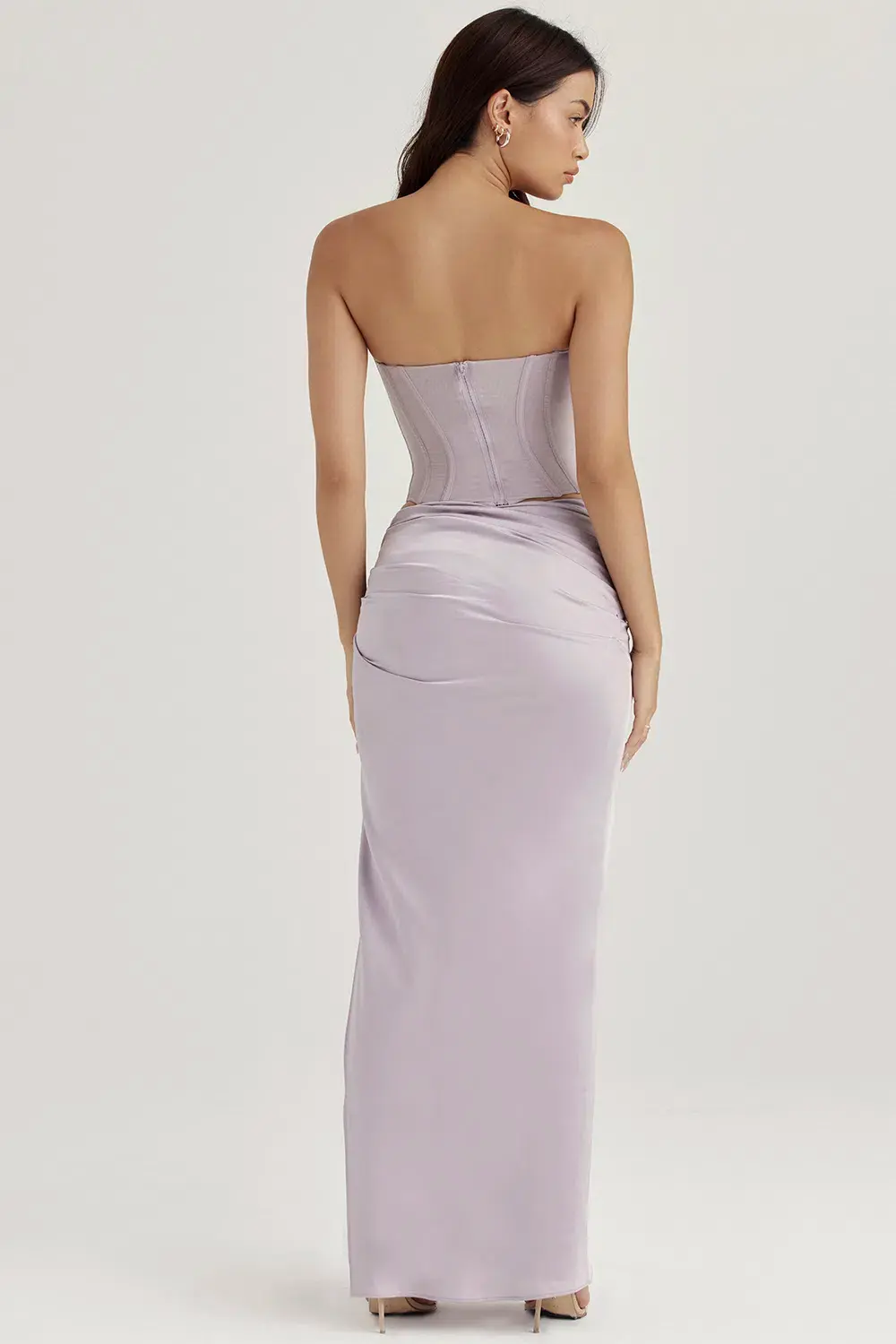 House of CB Demi Underwired Corset & Jia Satin Gathered Maxi Skirt Set Grey Size M / Au 10 - Image 3