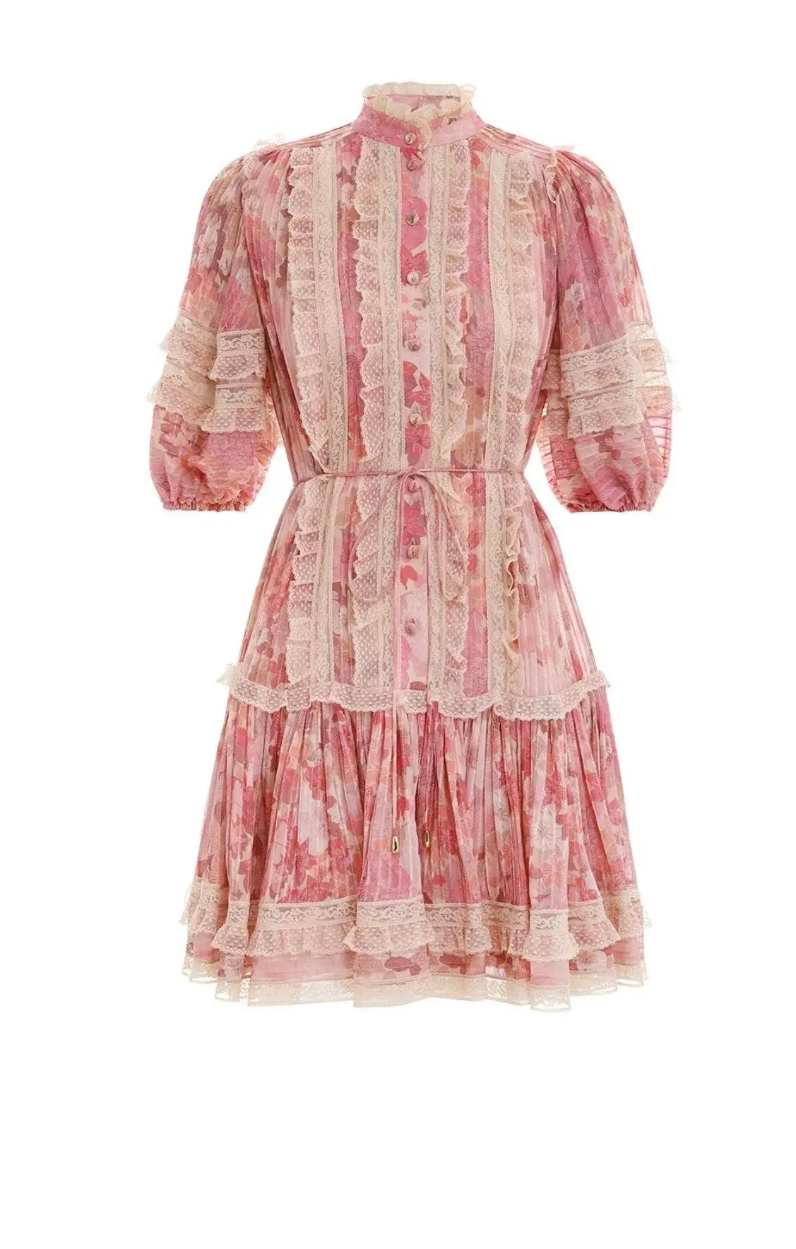 Zimmermann Concert Pintucked Mini Dress Cherry Meadows Size 1 / Au 10 - Image 4