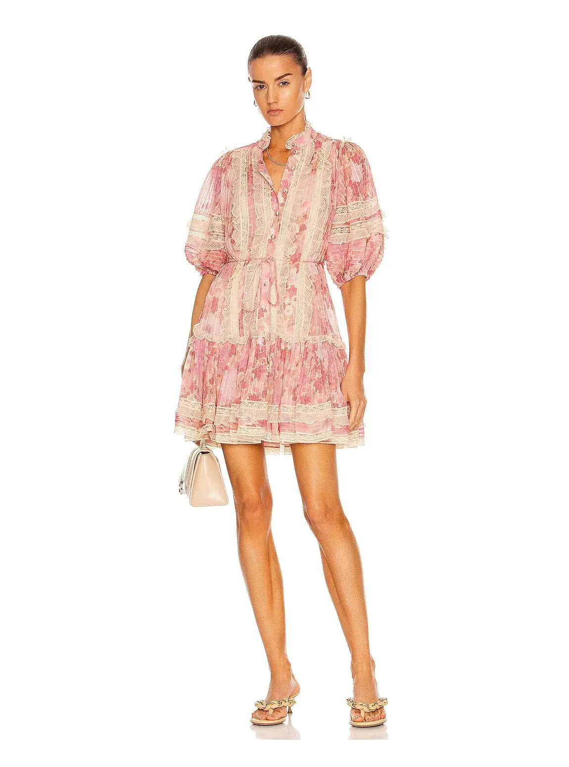 Zimmermann Concert Pintucked Mini Dress Cherry Meadows Size 1 / Au 10 - Image 3