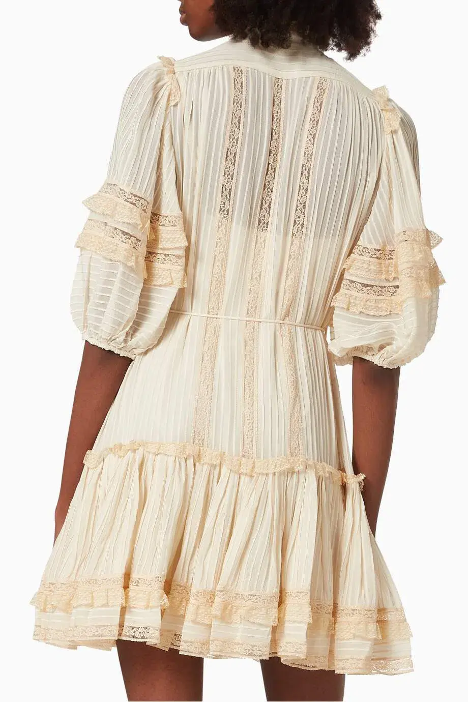 Zimmermann Concert Pintucked Mini Dress Cream Size 0/AU 8 - Image 2