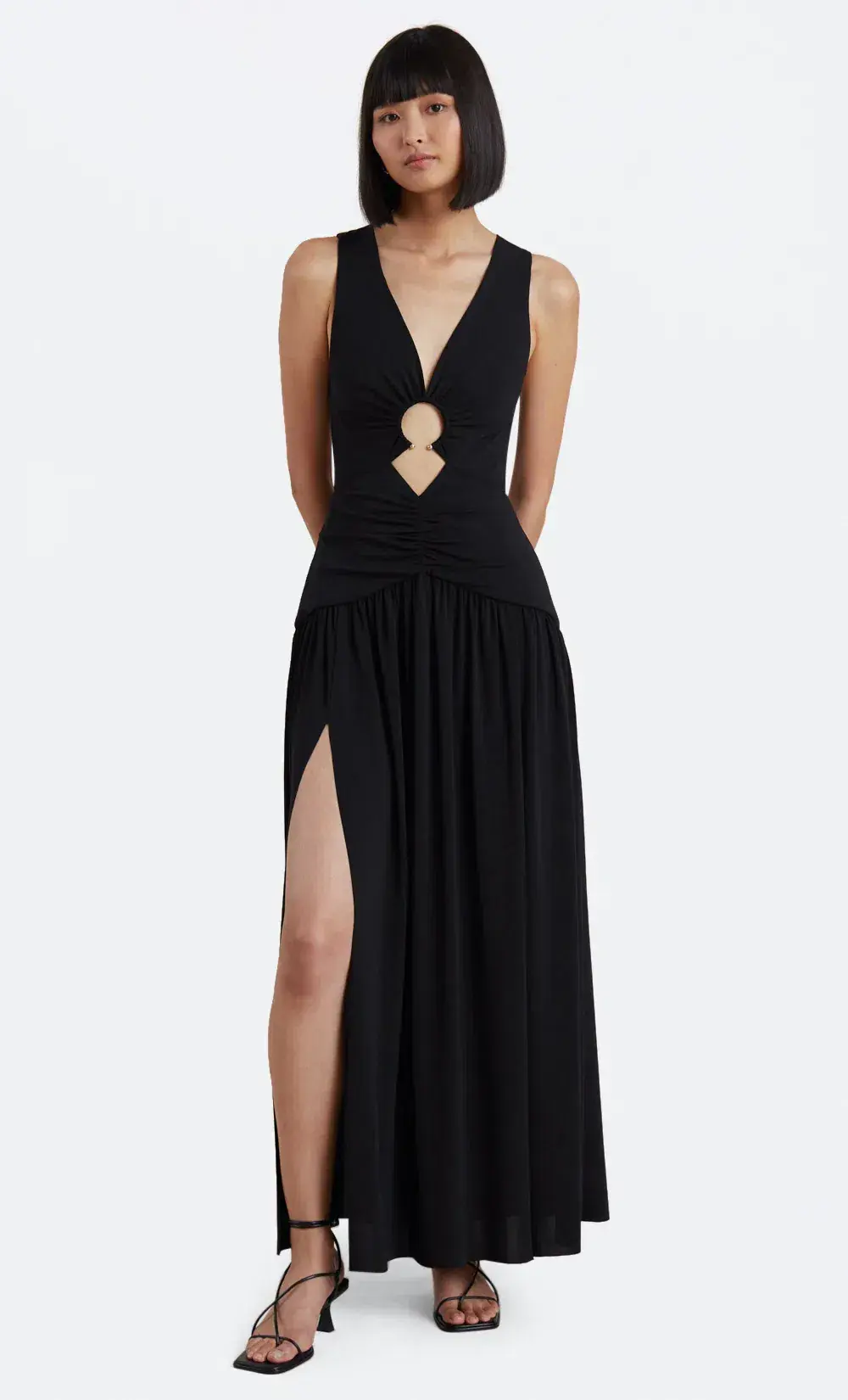 Bec & Bridge Lindsey V Maxi Dress Black Size 8 - Image 3