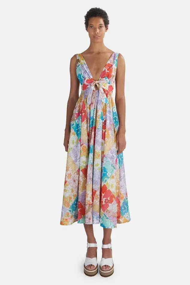 Zimmermann Bells Tie Front Long Dress Floral Size 1 / Au 10  for rent on The Volte - main image