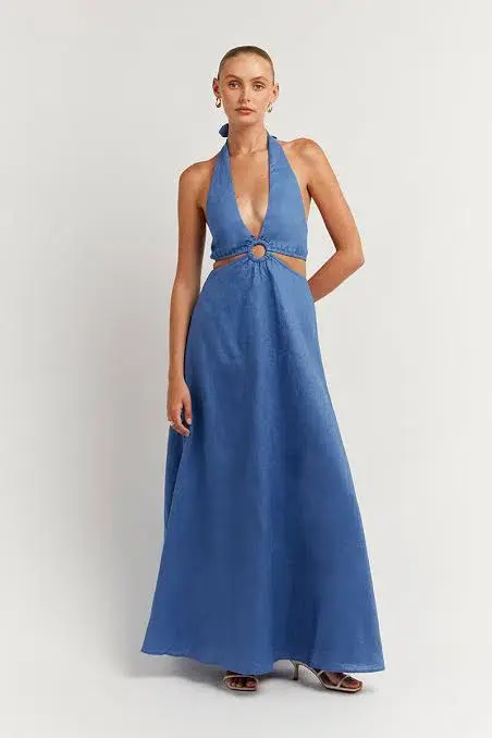 Dissh Layne Cobalt Halter Midi Dress Blue Size 10 - Image 1