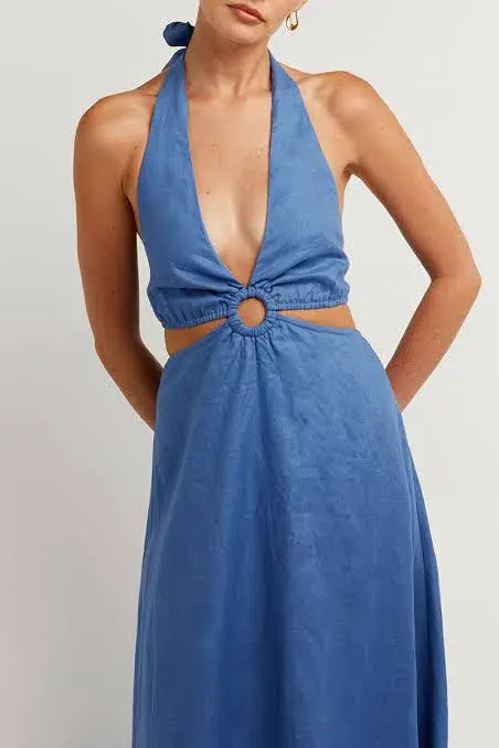 Dissh Layne Cobalt Halter Midi Dress Blue Size 10 - Image 2
