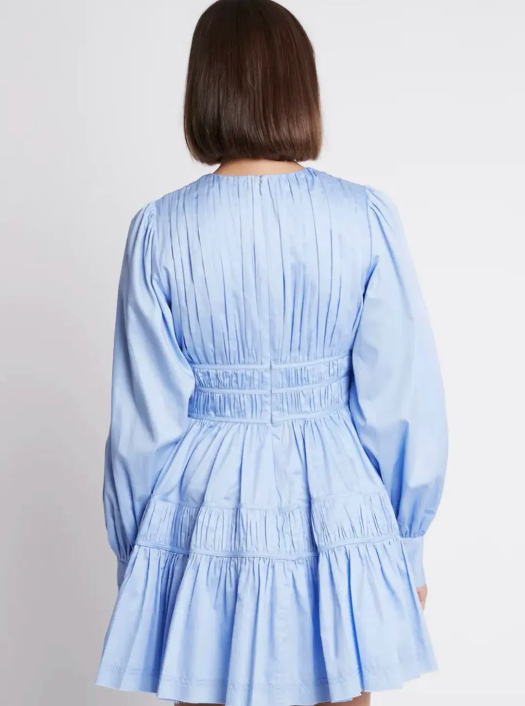 Aje Fallingwater Gathered Mini Dress in Blue Size AU 6 for rent on The Volte - main image