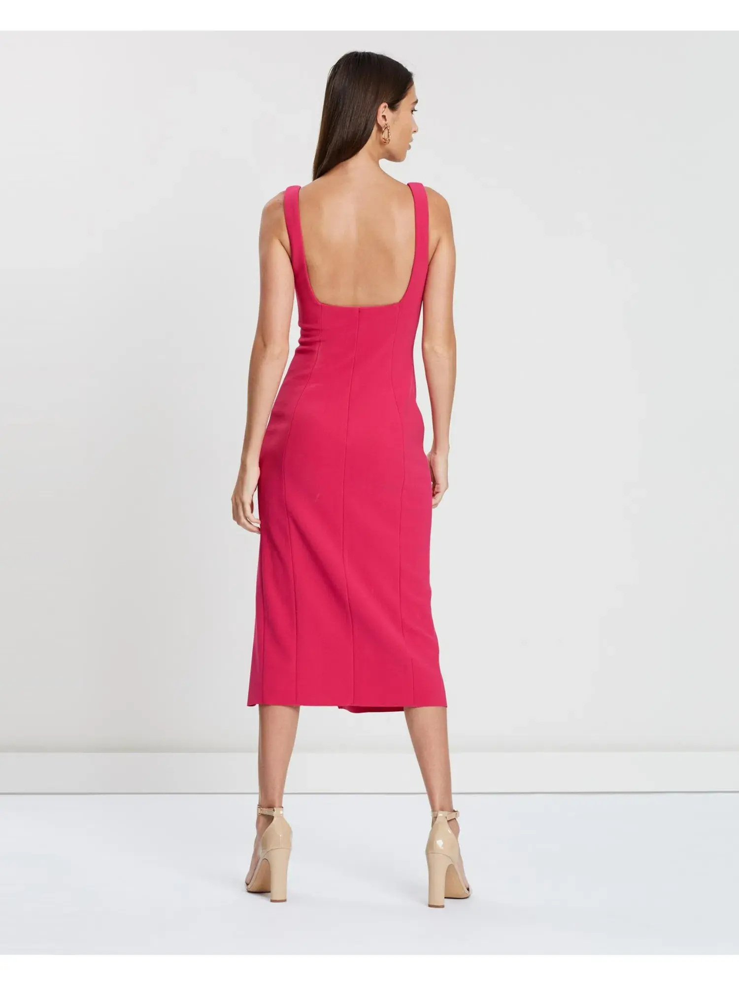 Bec & Bridge Hibiscus Midi Dress Magenta Pink Size AU 6 - Image 4