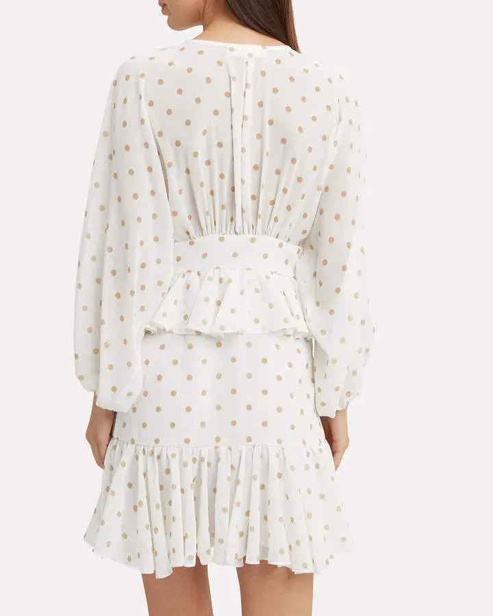 Shona Joy Polka Dot Ruffle Mini Dress White Size 10 - Image 4