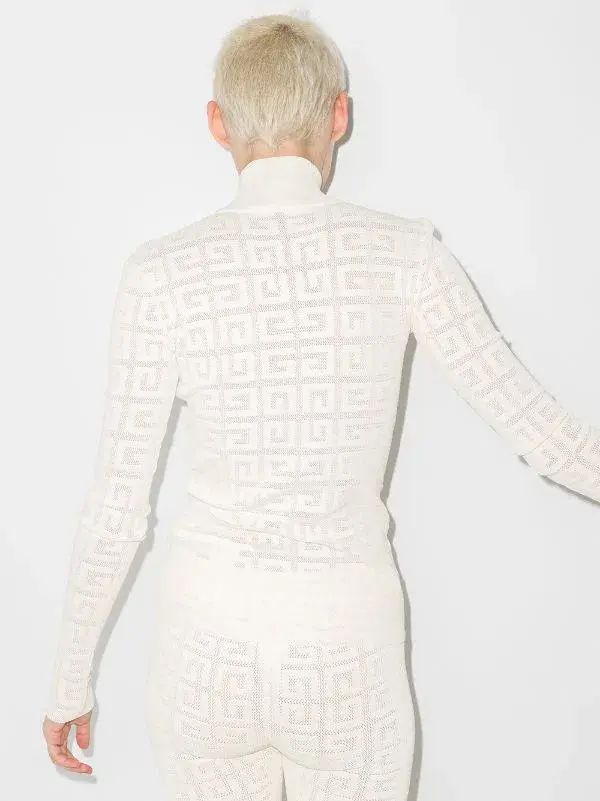 Givenchy  Long Sleeve Jacquard Knit Top White Size 10 - Image 2