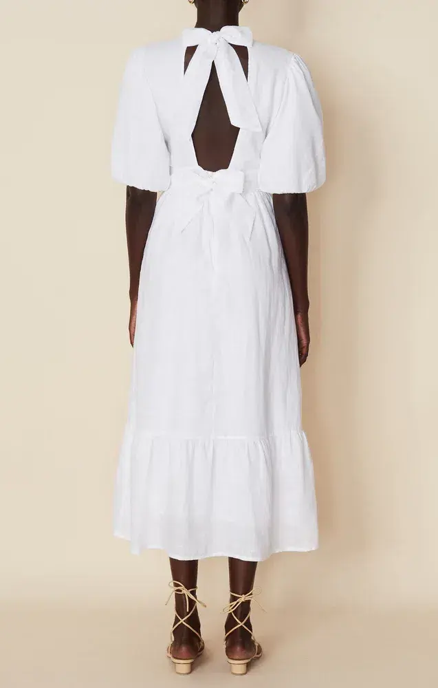 Faithfull The Brand Romilla Midi Dress White Size 14 - Image 2