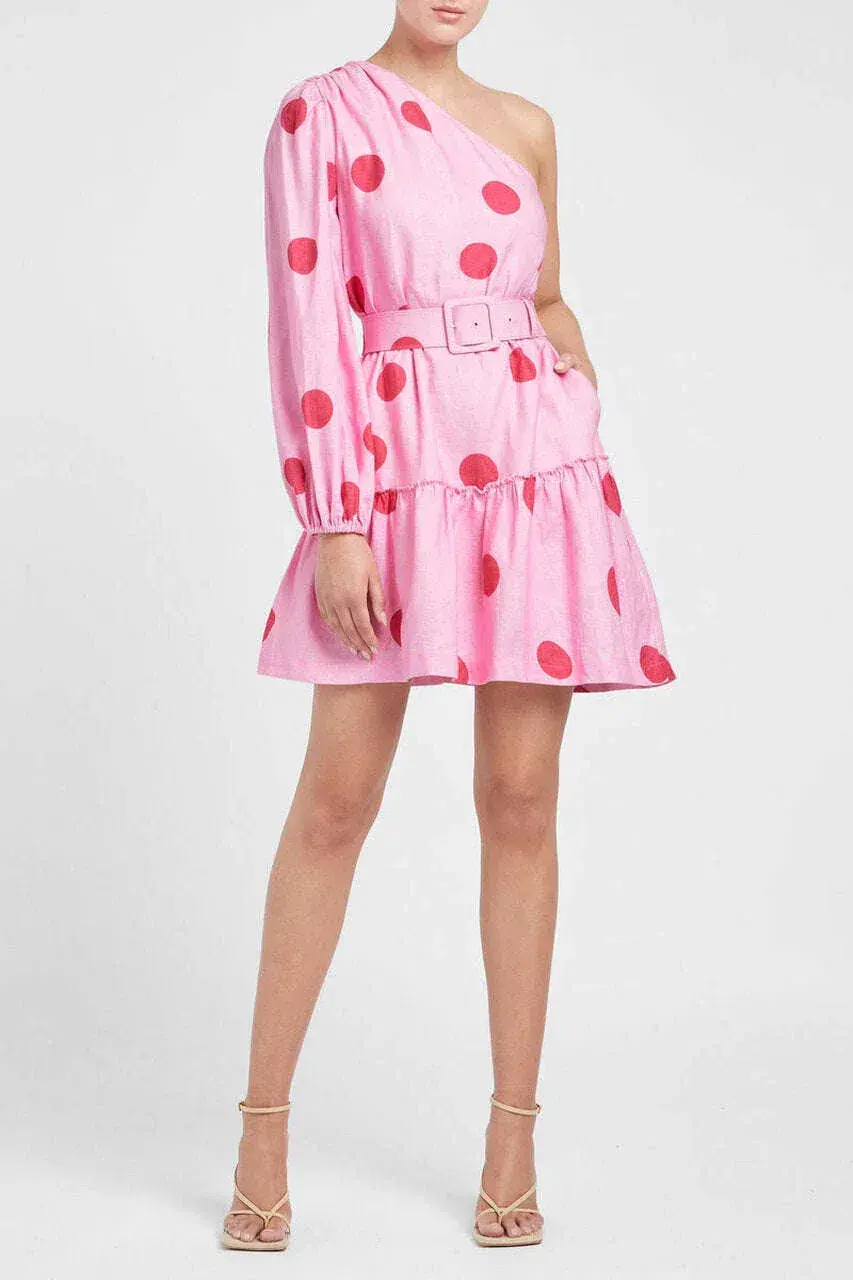 Rebecca Vallance Dalia One Sleeve Mini Dress Pink Size 14 - Image 1