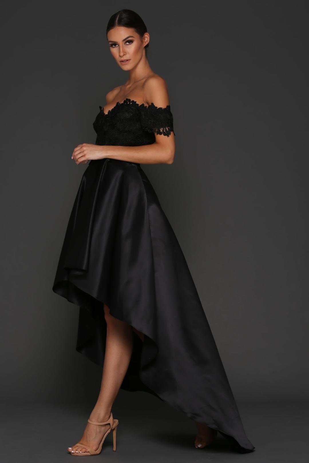 Elle Zeitoune Rosie Strapless Black Lace Dress Size 10 for rent on The Volte - main image