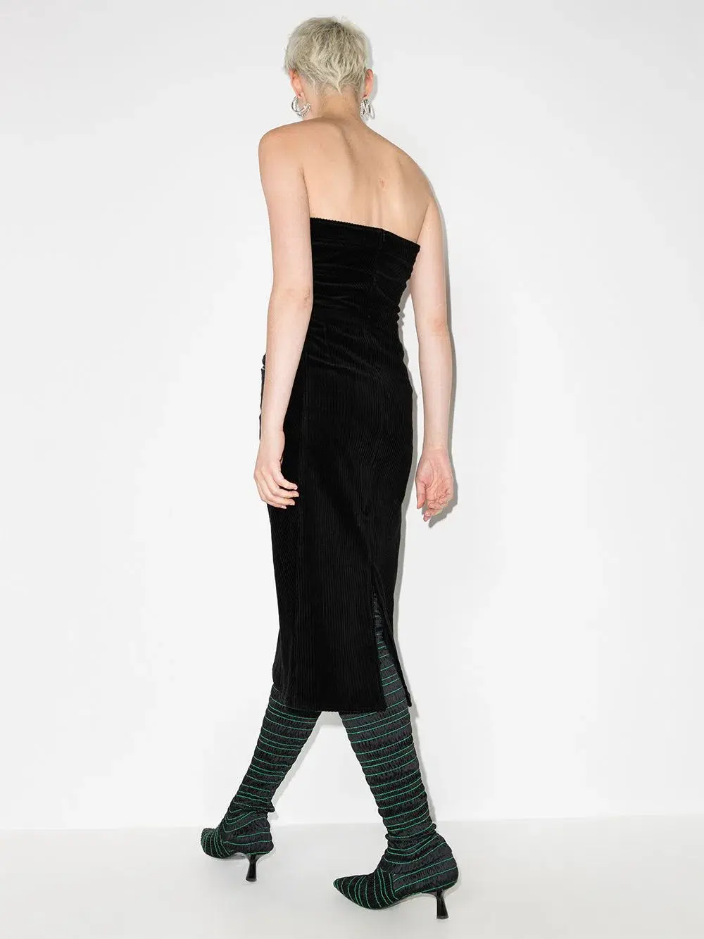 KNWLS Corduroy Shiv Midi Dress Black Size 12 for rent on The Volte - main image