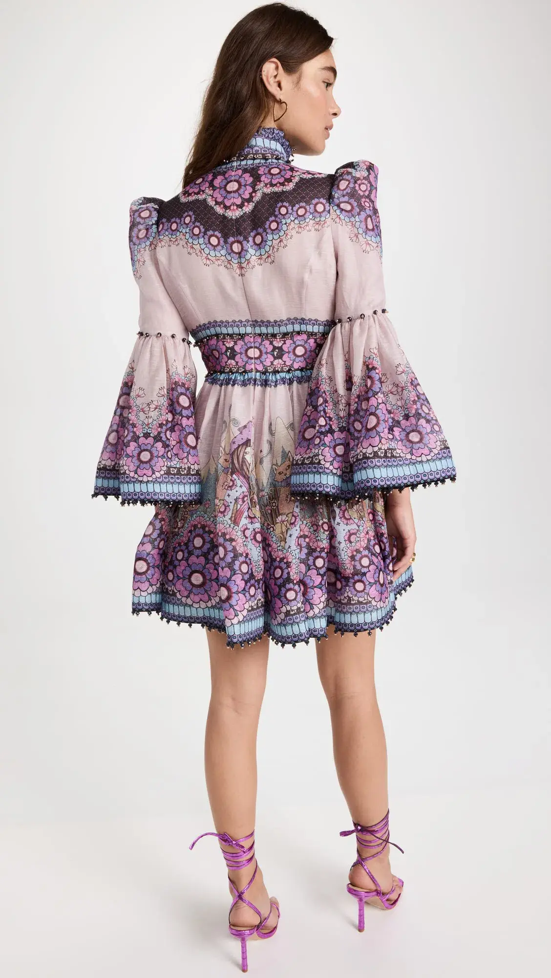 Zimmermann Celestial Bell Sleeve Mini Dress Gemini Zodiac Print Size 1 / Au 10 - Image 4