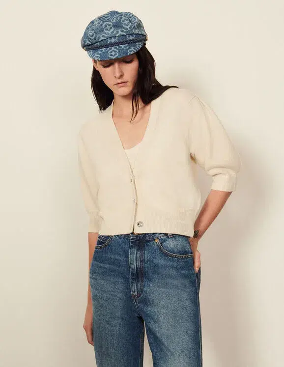 Sandro Wool Cardigan Ecru Size 1 - Image 1