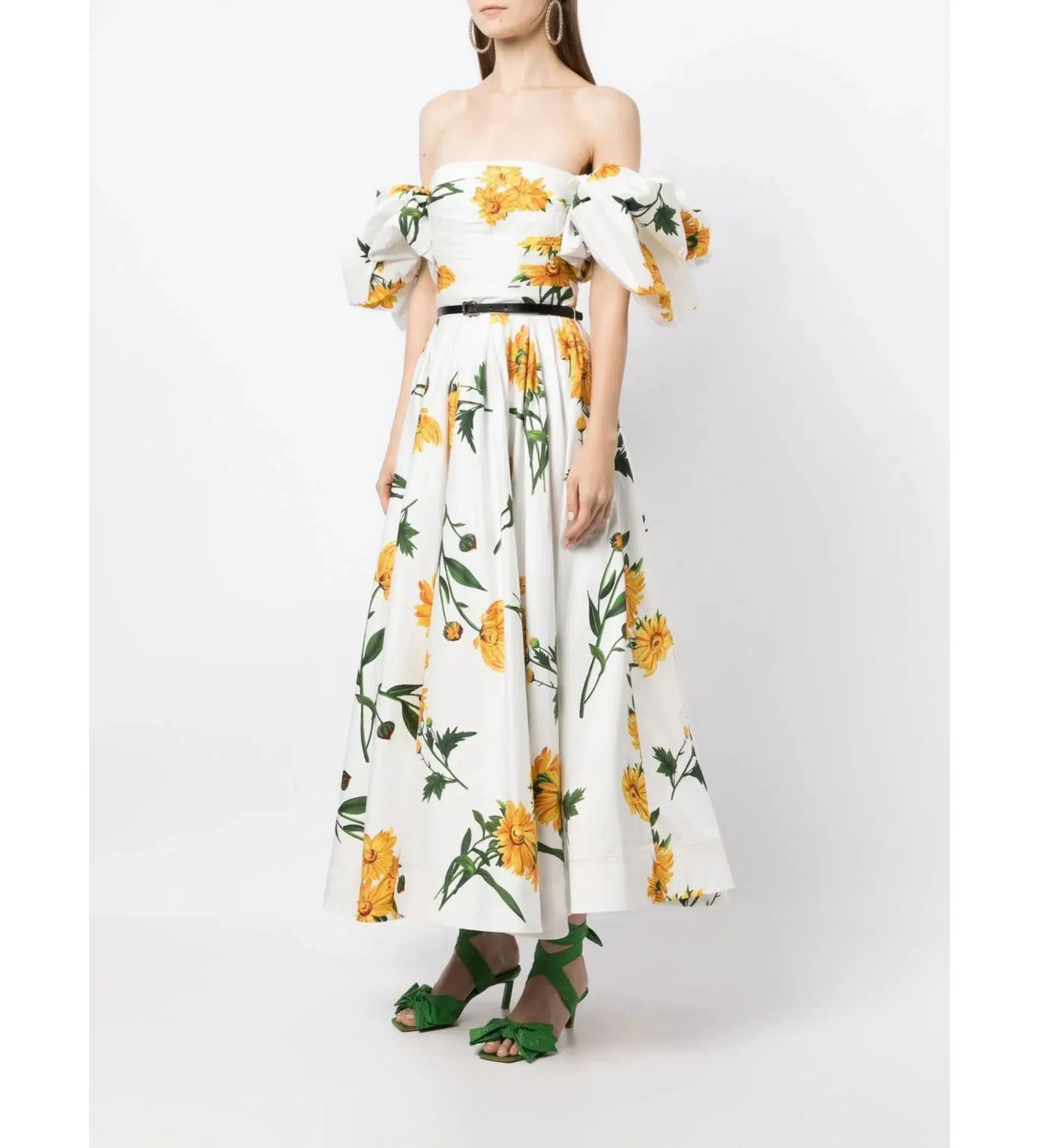 Leo Lin Marguerite Blanche Puff Sleeve Dress Marguerite Blanche Print Size 10 - Image 1