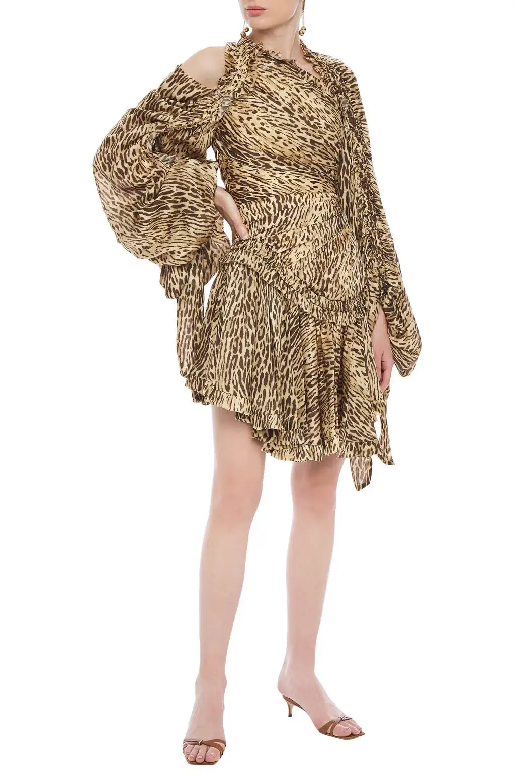 Zimmermann Cutout Leopard-print Silk Crepe De Chine Mini Dress Animal Print Size 0P/Au 6  - Image 1