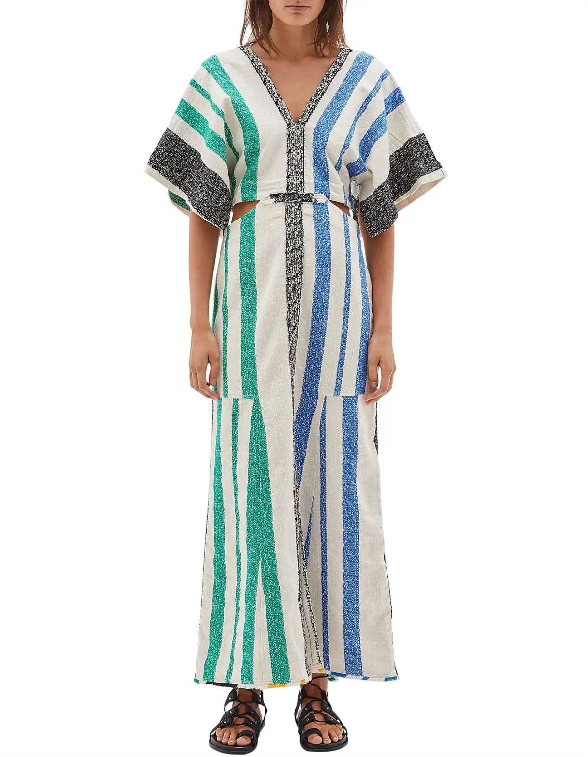 Bassike Textured Cotton Cut Out Dress Multi Size 3 - Image 1
