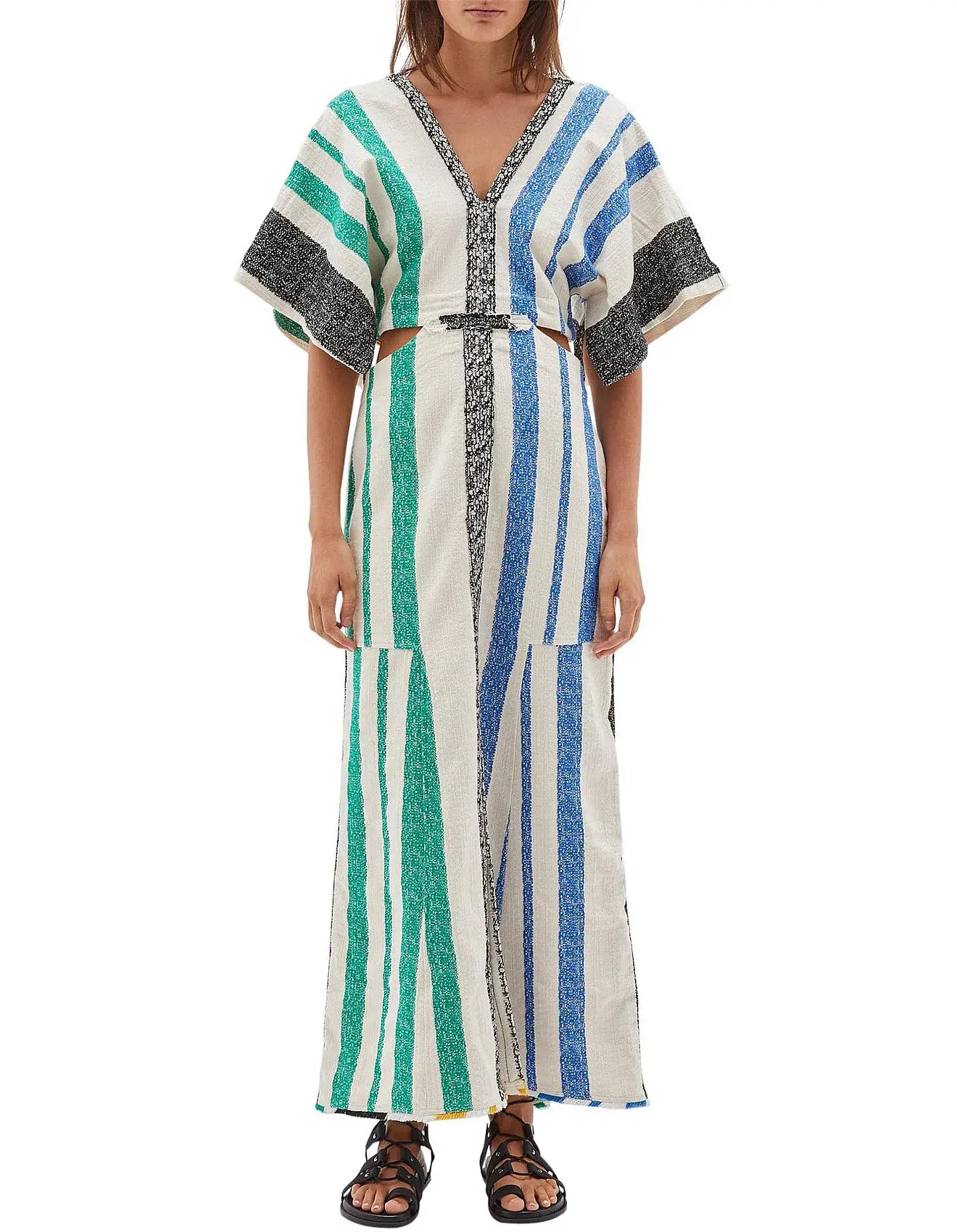 Bassike Textured Cotton Cut Out Dress Multi Size 3 - Image 1