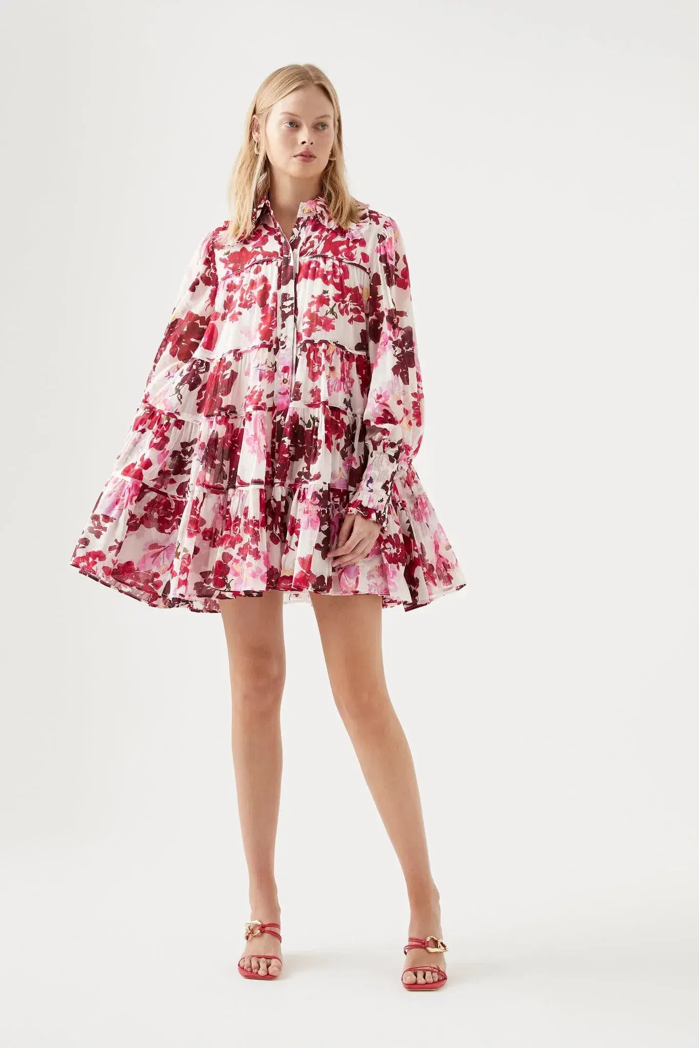 Aje Wilderness Smock Dress Roses Of Provence Print Size 8 - Image 1