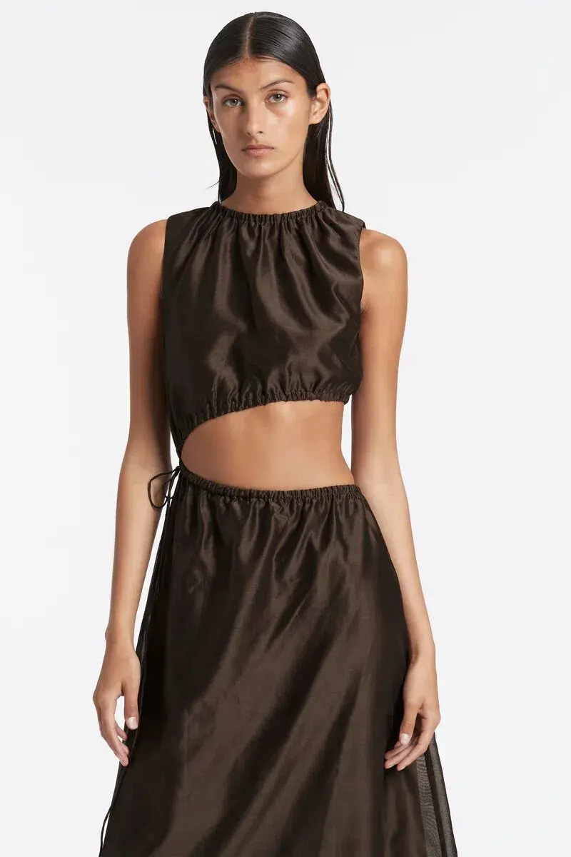 Sir the Label Anje Asymmetric Dress Chocolate Size 3 / AU 12 - Image 2