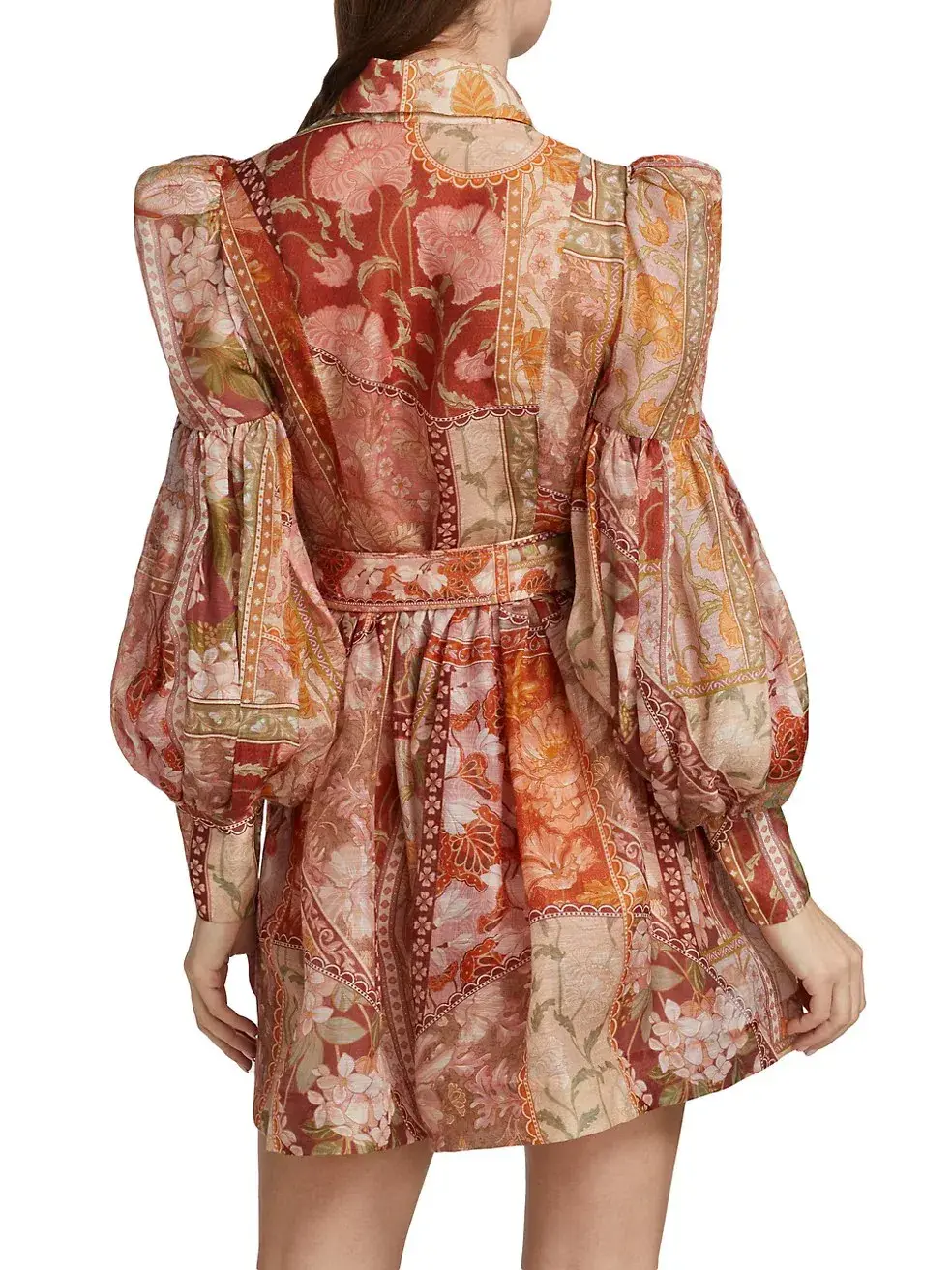 Zimmermann Kaleidoscope Tuxedo Frill Mini Dress Red Swirl Floral Size 0/Au 8 - Image 3