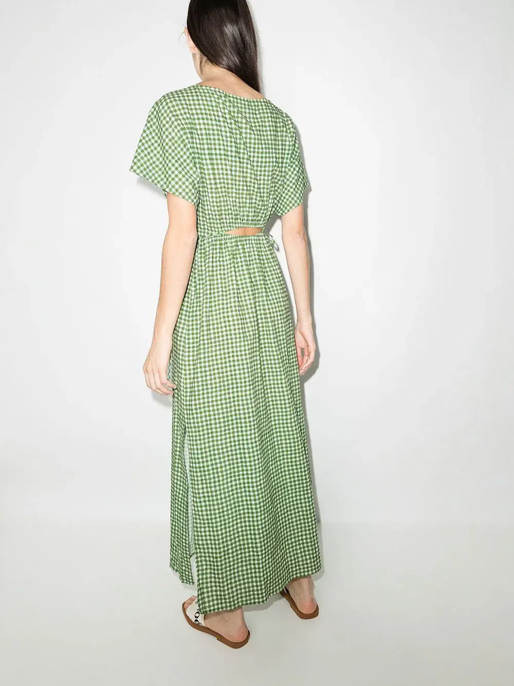 Peony Picnic After Swim Gingham-check Maxi Dress Green Size 10  for rent on The Volte - main image