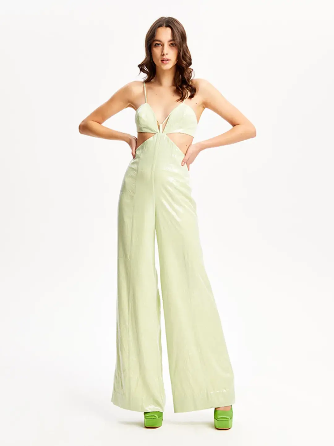 Alice McCall Night Sky Jumpsuit Lime Cream Size 10 for rent on The Volte - main image