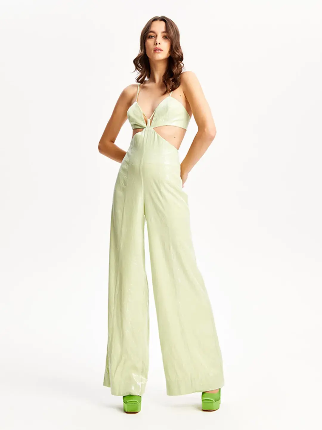Alice McCall Night Sky Jumpsuit Lime Cream Size 10 for rent on The Volte - main image