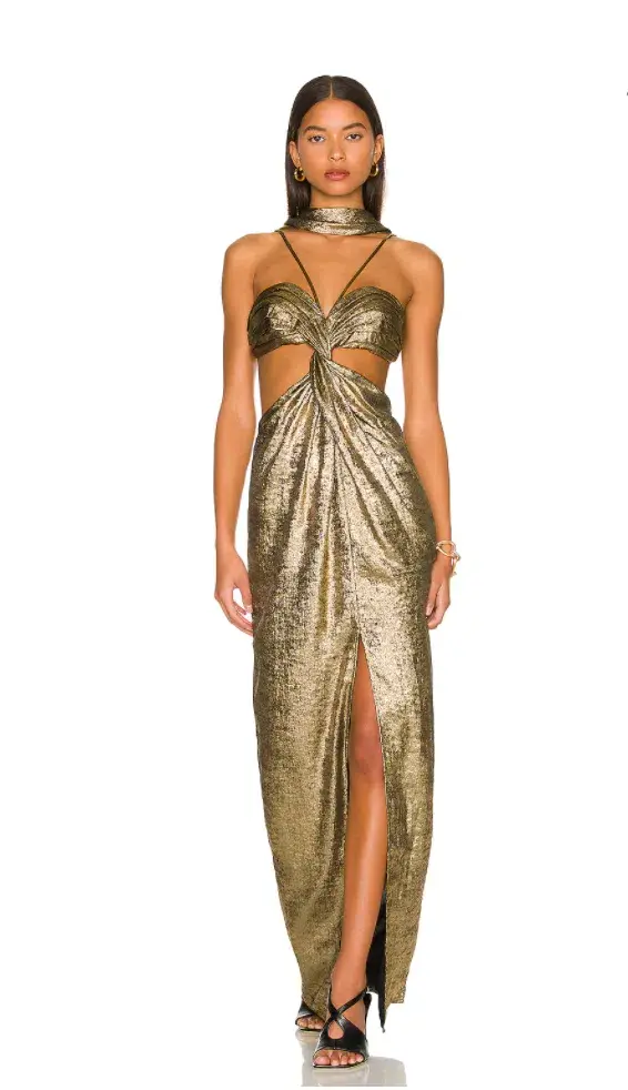 Cult Gaia Cody Gown Gold Size 6 - Image 1