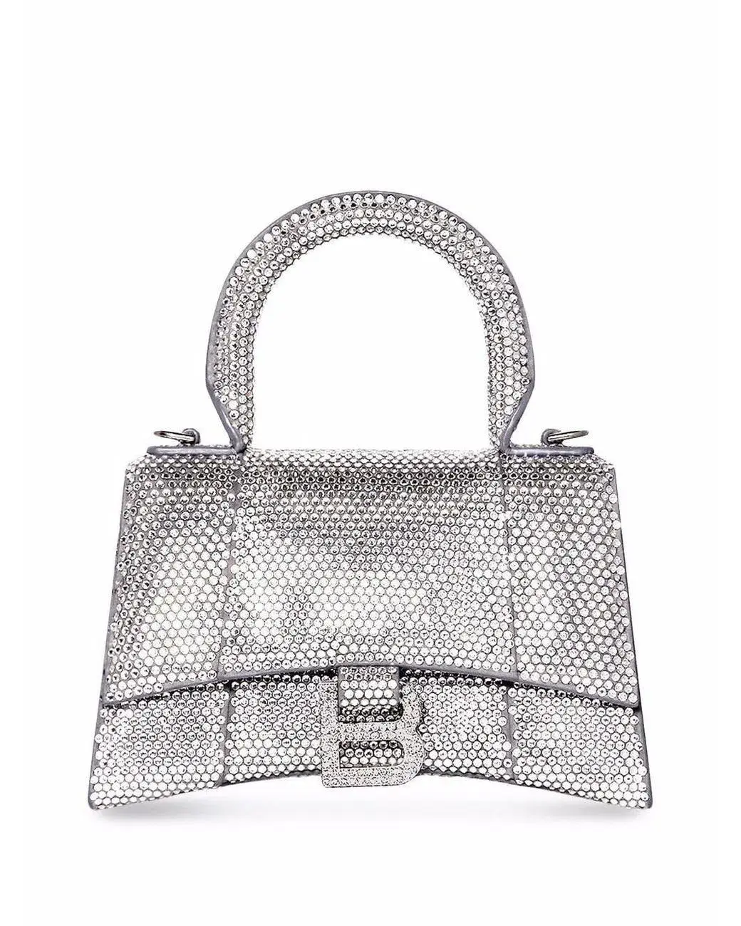 Balenciaga Crystal Embellished Hourglass Tote Bag Grey for rent on The Volte - main image