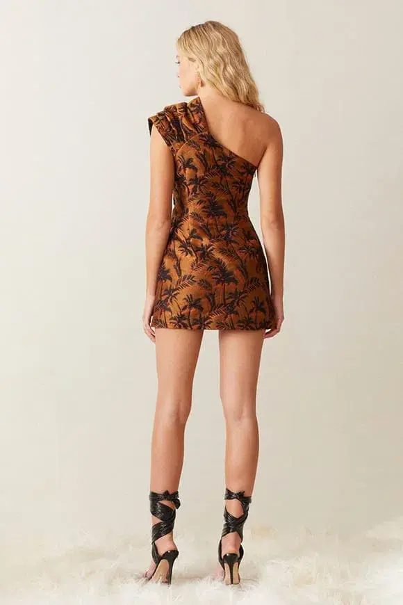 Bec & Bridge Far Out Asymmetrical Mini Dress Brown Size 8 - Image 2