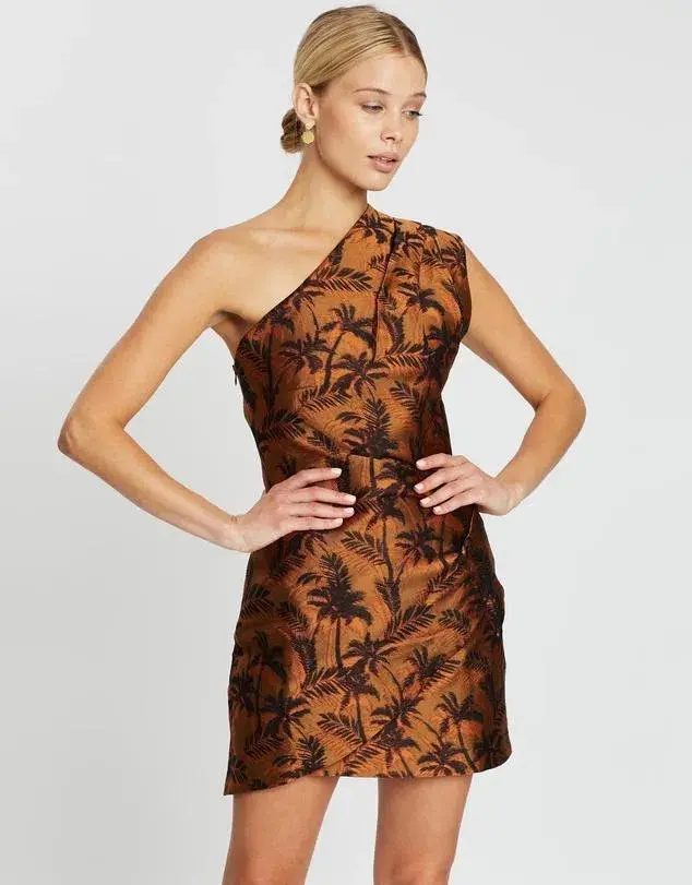 Bec & Bridge Far Out Asymmetrical Mini Dress Brown Size 8 - Image 3