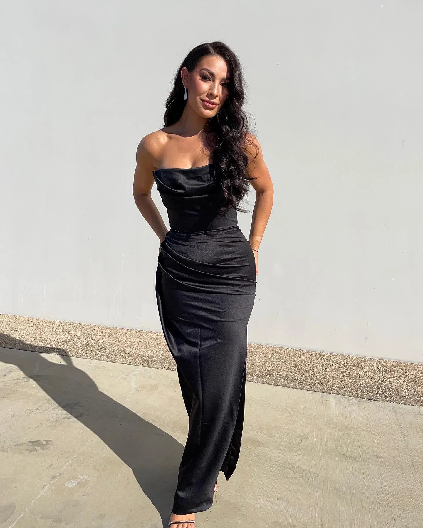 House of CB Adrienne Satin Strapless Corset Maxi Dress Black Size S / Au 8 - Image 6