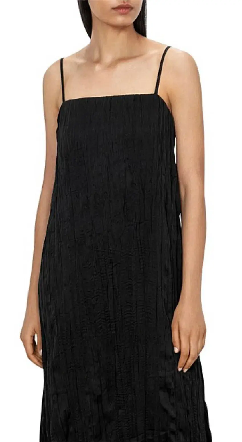 Veronika Maine Plisse Slip Dress Black Size 8 - Image 2