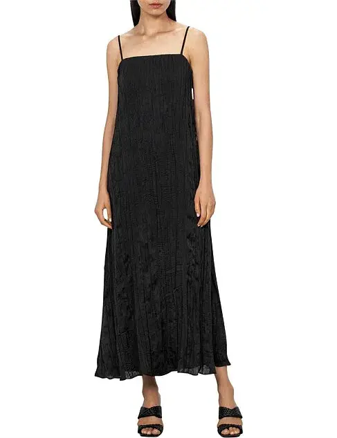 Veronika Maine Plisse Slip Dress Black Size 8 - Image 1