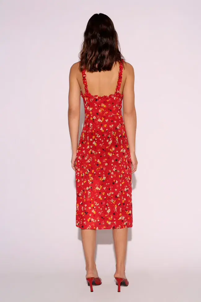 Realisation Par The Juliet Midi Dress Rouge Fleur Size XXS / Au 4 - Image 2