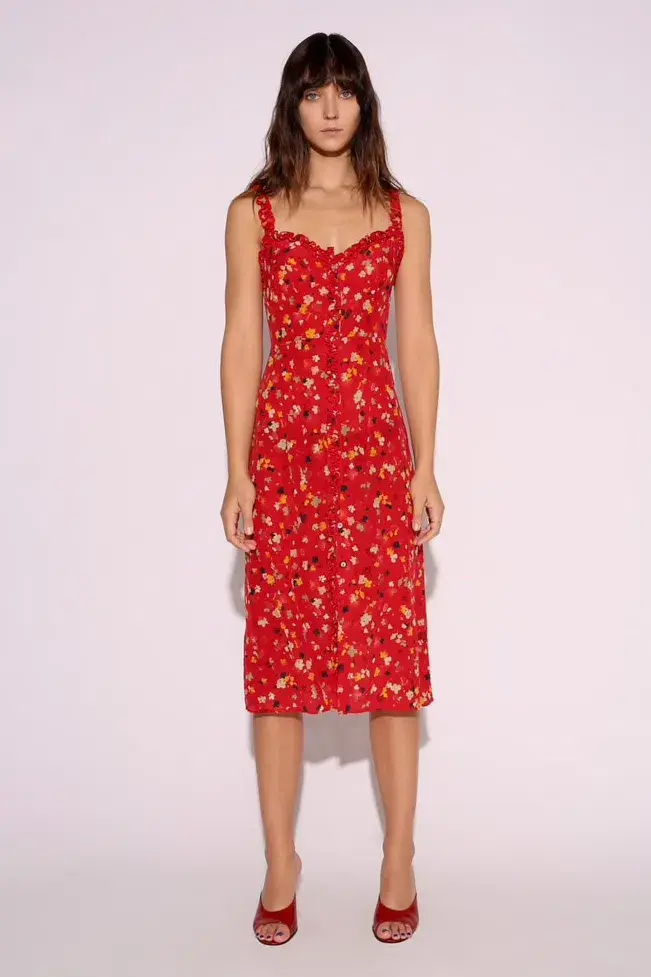 Realisation Par The Juliet Midi Dress Rouge Fleur Size XXS / Au 4 - Image 1