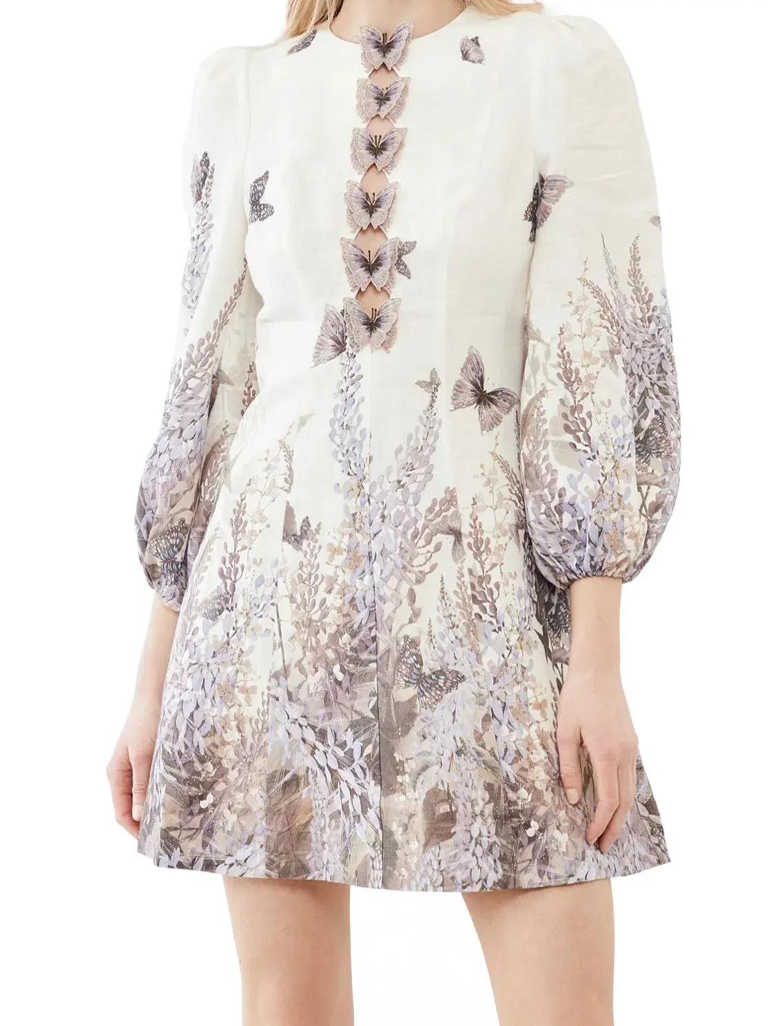 Zimmermann The Luminous Butterfly Mini Dress in Ivory Size 0/Au 8 - Image 2