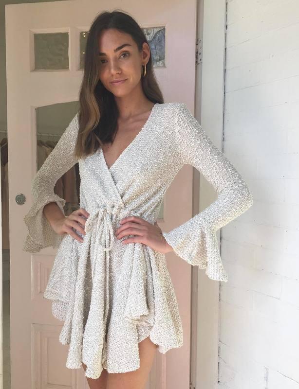 SHONA JOY AIMEE FRILL CUFF DRAWSTRING MINI DRESS White size 10 for rent on The Volte - main image