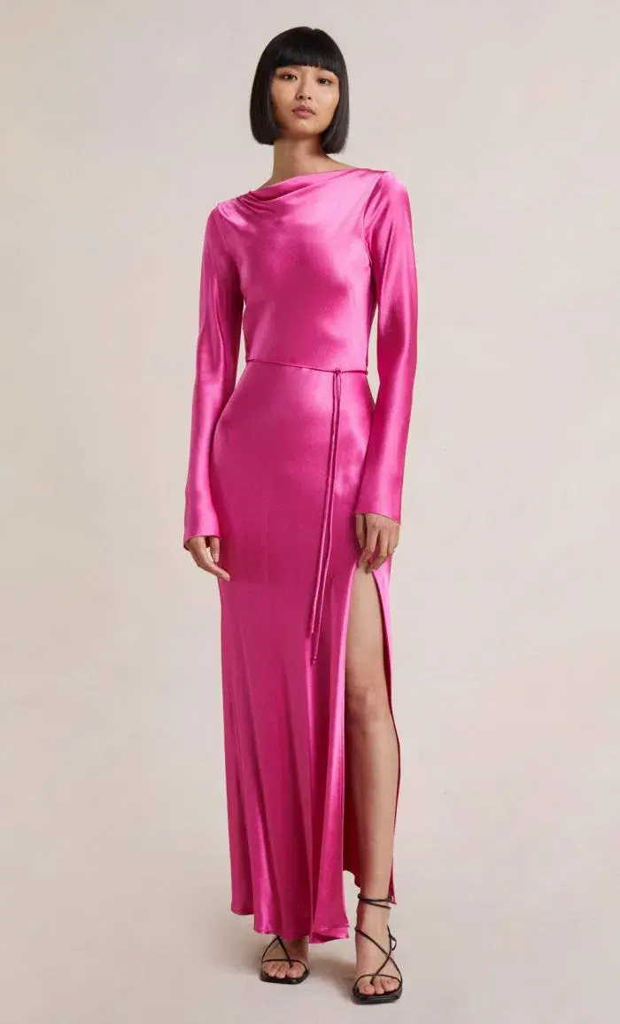 Bec & Bridge Moon Dance Long Sleeve Maxi Dress Deep Pink Size 8  - Image 1