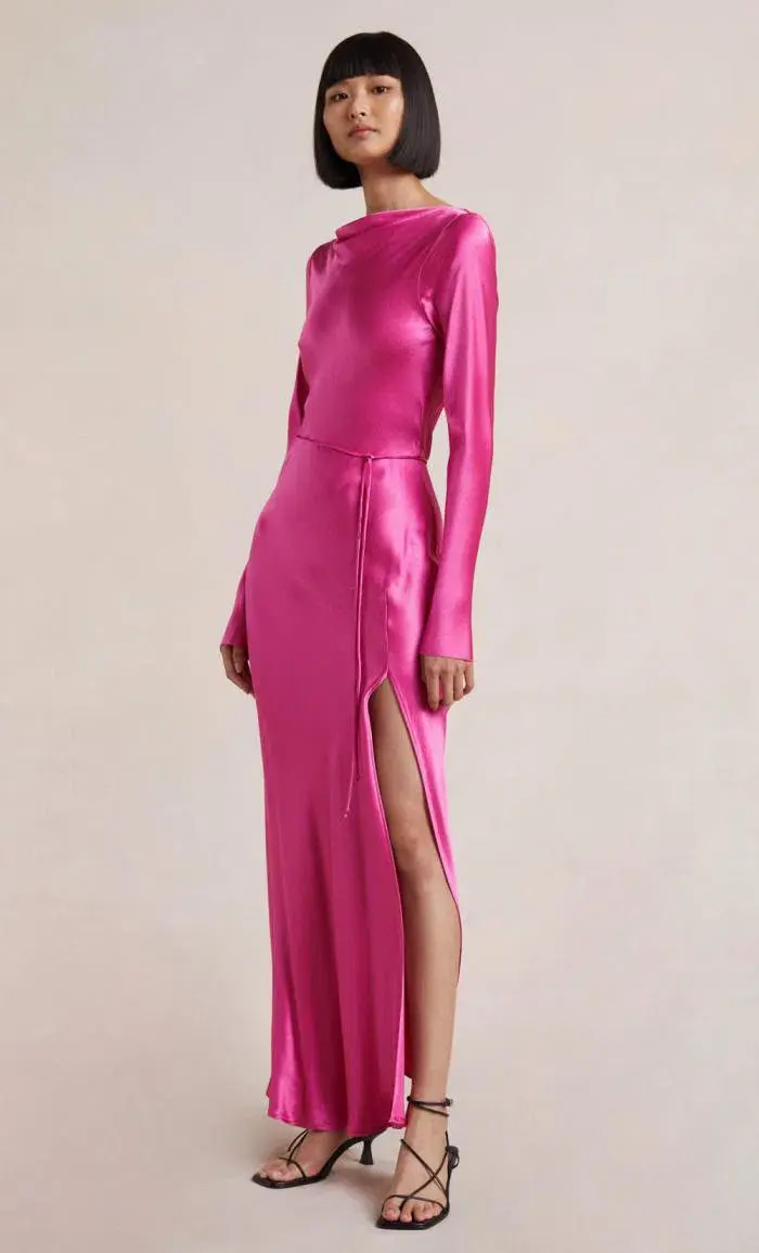 Bec & Bridge Moon Dance Long Sleeve Maxi Dress Deep Pink Size 8  - Image 2