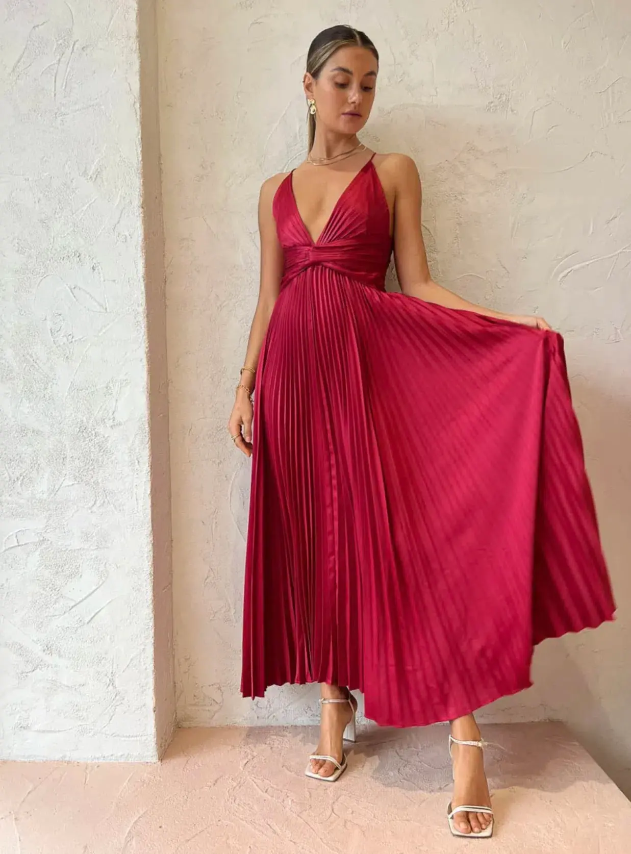 Issy Orla Dress in Berry Red Size 8 - Image 4