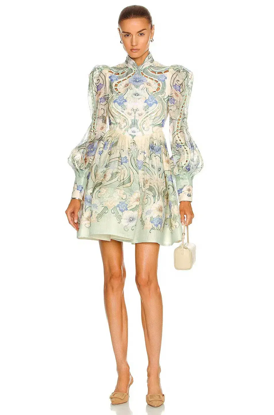 Zimmermann Rhythm Poppy Mini Dress Sage Noveau Size 0/Au 6 for rent on The Volte - main image