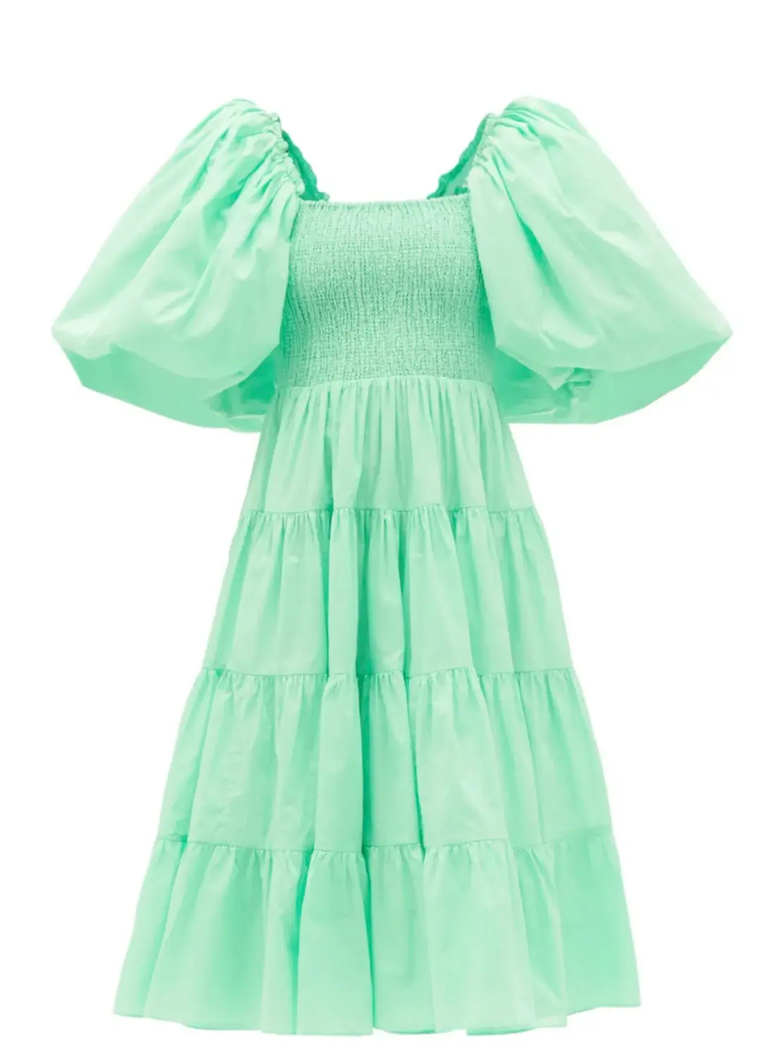 Aje Cherished Puff Sleeve Midi Dress Mint Green Size 8 for rent on The Volte - main image