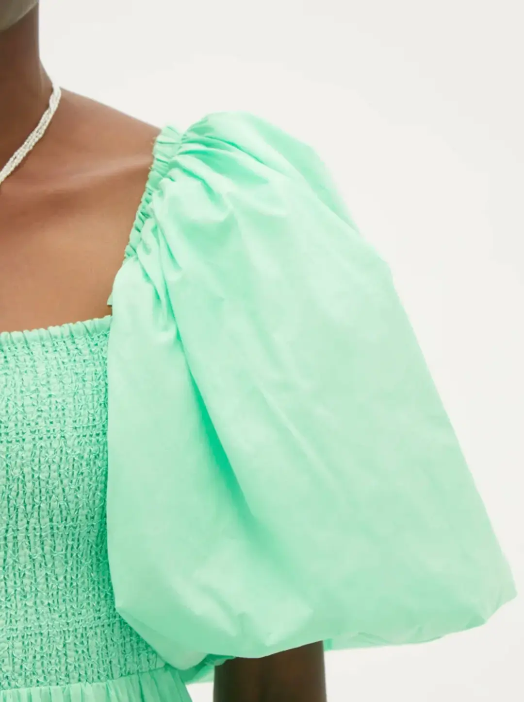 Aje Cherished Puff Sleeve Midi Dress Mint Green Size 8 for rent on The Volte - main image