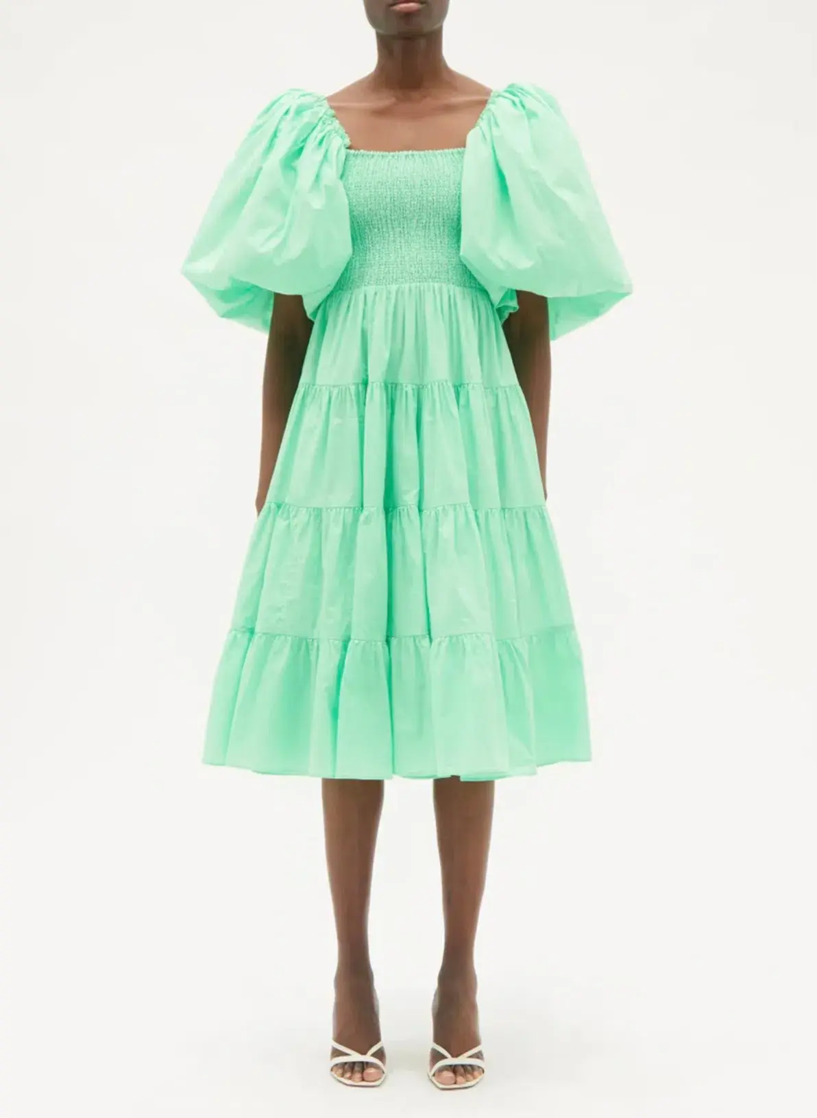Aje Cherished Puff Sleeve Midi Dress Mint Green Size 8 - Image 1